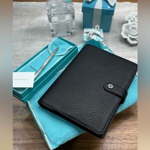TIFFANY & CO - BOSS BUNDLE - LEATHER FOLIO & STERLING SILVER PEN 100% AUTHENTIC